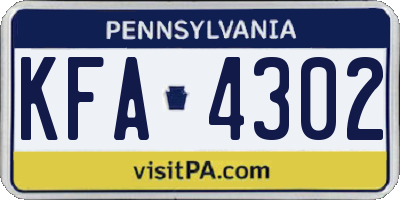 PA license plate KFA4302