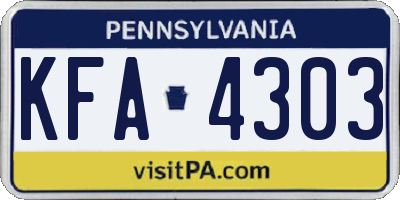 PA license plate KFA4303