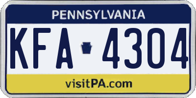 PA license plate KFA4304