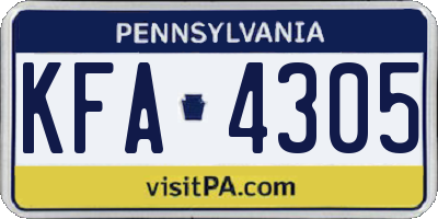 PA license plate KFA4305