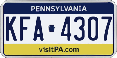 PA license plate KFA4307