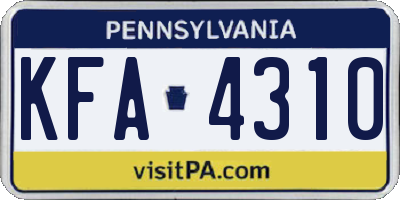 PA license plate KFA4310