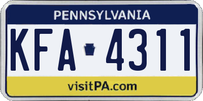 PA license plate KFA4311