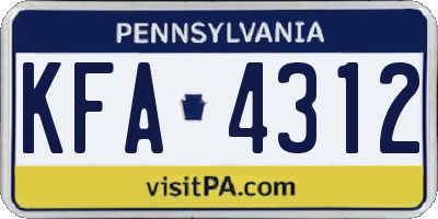 PA license plate KFA4312