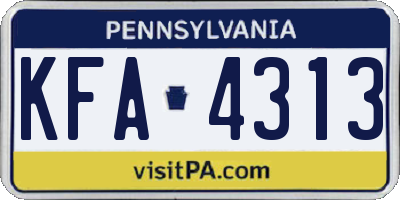 PA license plate KFA4313