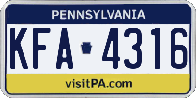 PA license plate KFA4316