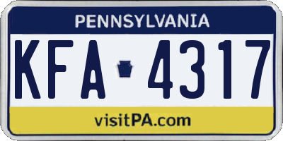 PA license plate KFA4317