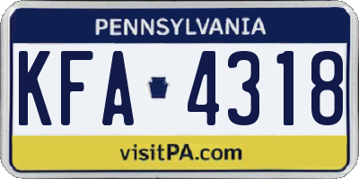 PA license plate KFA4318