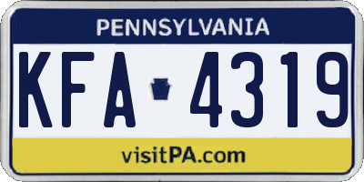 PA license plate KFA4319