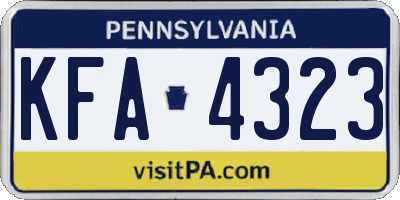 PA license plate KFA4323