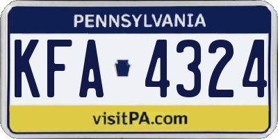 PA license plate KFA4324