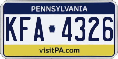 PA license plate KFA4326