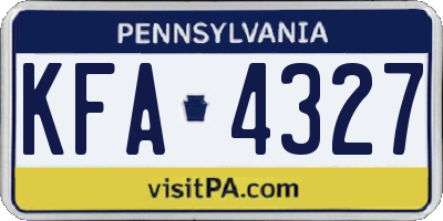 PA license plate KFA4327