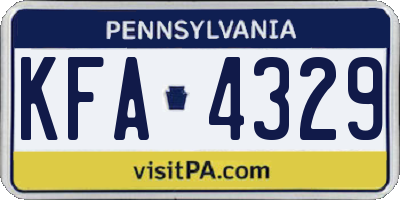 PA license plate KFA4329