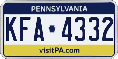 PA license plate KFA4332