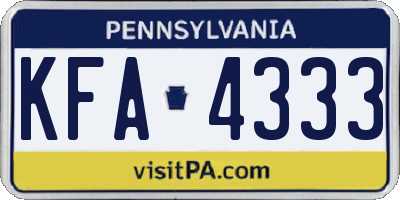 PA license plate KFA4333