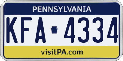 PA license plate KFA4334