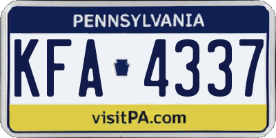 PA license plate KFA4337