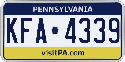 PA license plate KFA4339