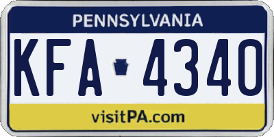 PA license plate KFA4340