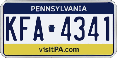 PA license plate KFA4341