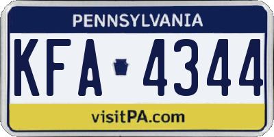 PA license plate KFA4344
