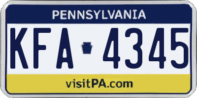 PA license plate KFA4345