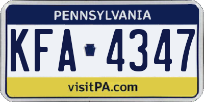 PA license plate KFA4347