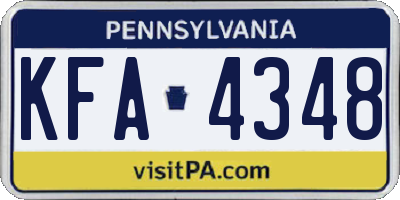 PA license plate KFA4348