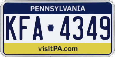 PA license plate KFA4349