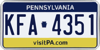 PA license plate KFA4351