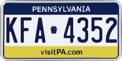 PA license plate KFA4352