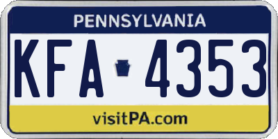PA license plate KFA4353