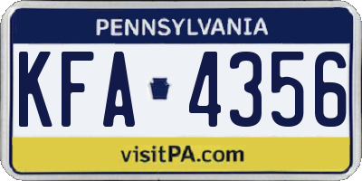 PA license plate KFA4356