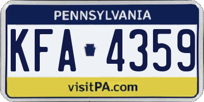 PA license plate KFA4359