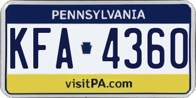 PA license plate KFA4360