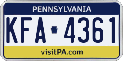PA license plate KFA4361