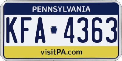 PA license plate KFA4363