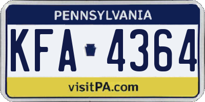 PA license plate KFA4364