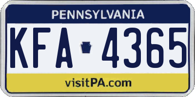 PA license plate KFA4365