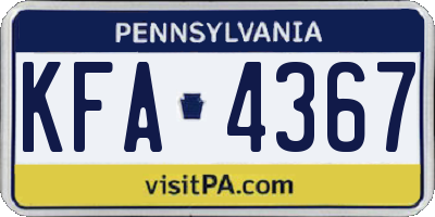 PA license plate KFA4367