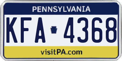 PA license plate KFA4368