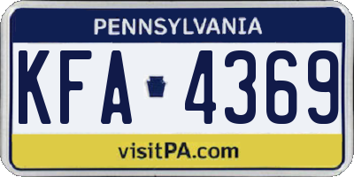 PA license plate KFA4369