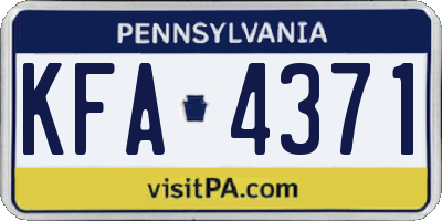 PA license plate KFA4371