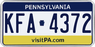 PA license plate KFA4372