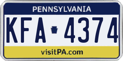 PA license plate KFA4374
