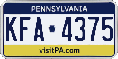 PA license plate KFA4375