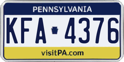 PA license plate KFA4376