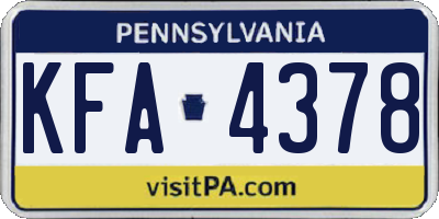 PA license plate KFA4378
