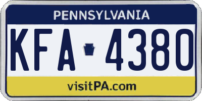 PA license plate KFA4380